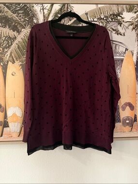 Lane Bryant Plum Polka-Dot V-Neck Layered Sweater